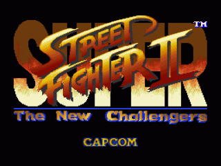 Super Street Fighter II title screen for Super Famicom